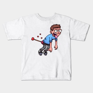 Floating Man Shot By Cupid’s Heart Arrow Kids T-Shirt